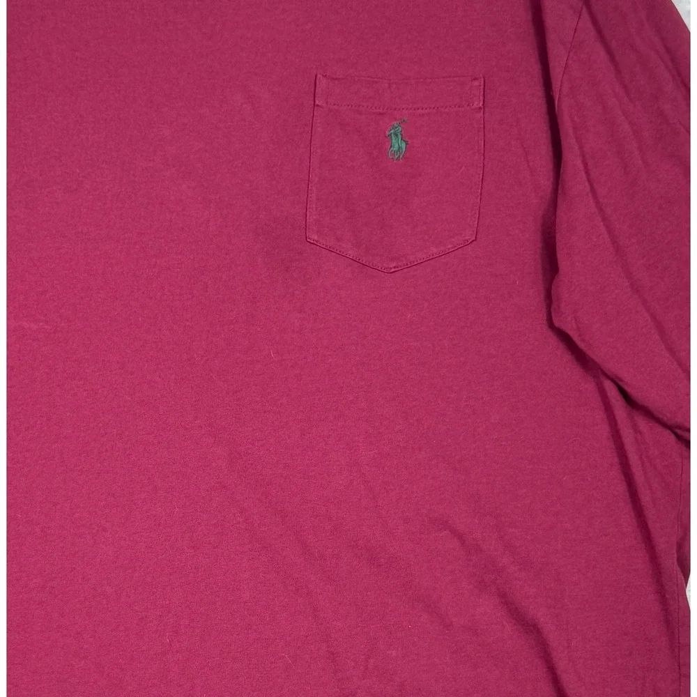 Polo Ralph Lauren T-Shirt Mens XXL Burgundy Preppy Pocket Long Sleeve